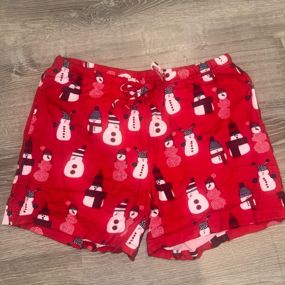 The Company Store Red and Pink Snowman Shorts